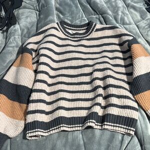 Altar'd State Black and Tan Striped Sweater